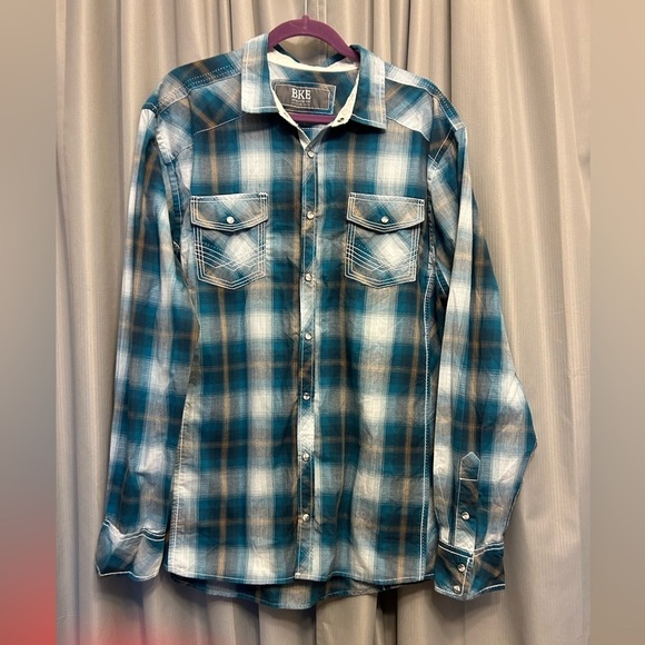 50%off w♥️ BKE Buckle Distressed Stitched Western Shirt athletic Fit XL 0130 #44 - Picture 2 of 10